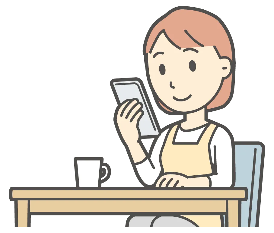 スマホを目の高さで見る正しい姿勢の女性